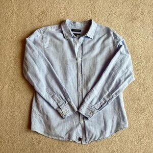 Banana Republic Men’s Large Untucked Slim Linen Cotton Shirt Light Blue